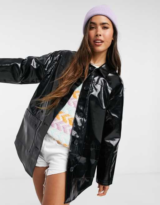 ASOS DESIGN – Schwarze Hemdjacke aus Vinyl | ASOS