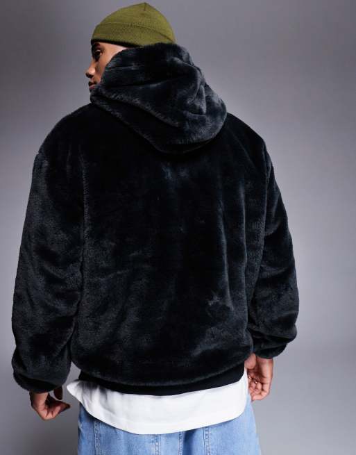 Asos faux fur hoodie online