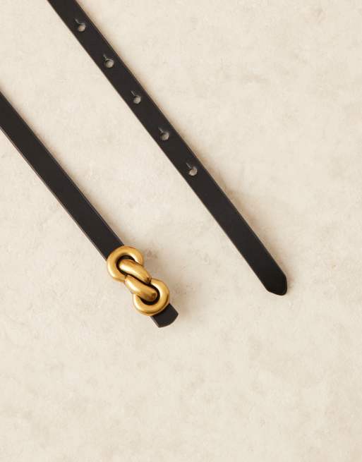 ASOS DESIGN – Schwarzer Taillen- und Hüftgürtel mit Schnalle im Knotendesign, 2 von 3