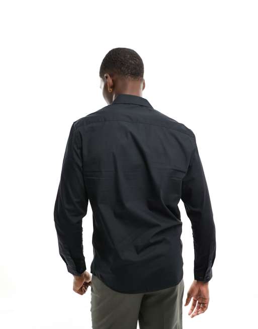 ASOS DESIGN – Schwarzes Hemd in normaler Passform, 4 von 4