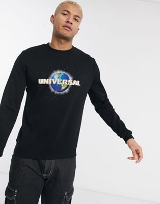 ASOS DESIGN – Schwarzes Sweatshirt mit Universal-Logo auf der Brust