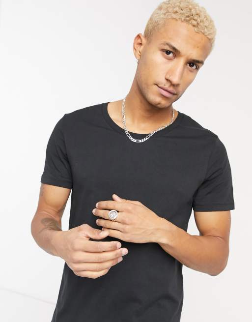 Asos Design Schwarzes T Shirt Mit U Ausschnitt Asos