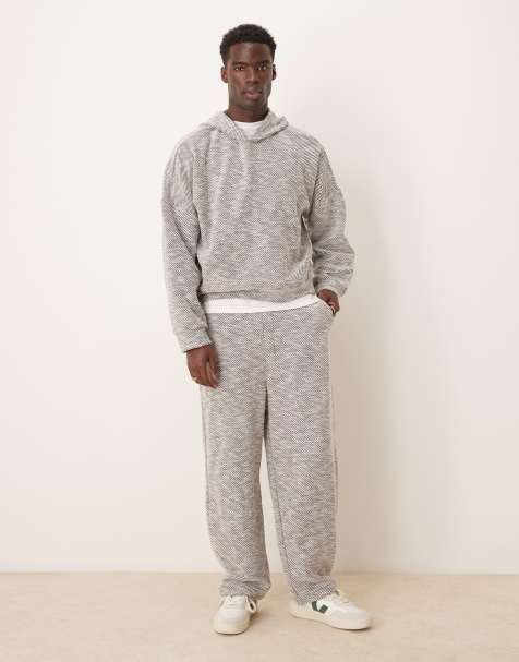 ASOS DESIGN – Schwere, extrem weite Jogginghose in Grau meliert, Kombiteil - view 1