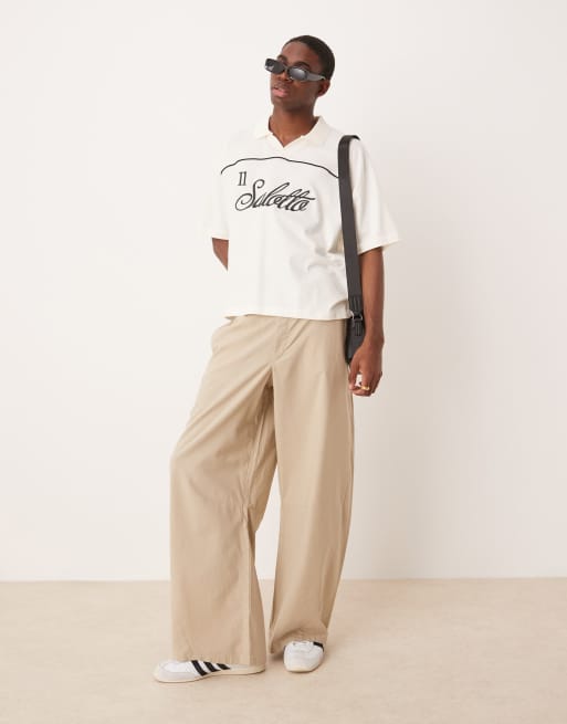 ASOS DESIGN – Schwere Horseshoe-Hose in Salbeigrün mit verdrehtem Design