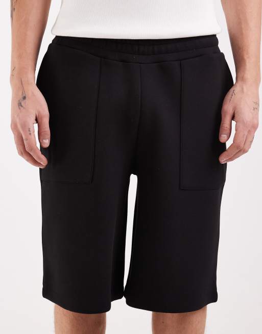  ASOS DESIGN – Schwere, locker geschnittene Jorts aus Material in Neoprenoptik in Schwarz, 5 von 5