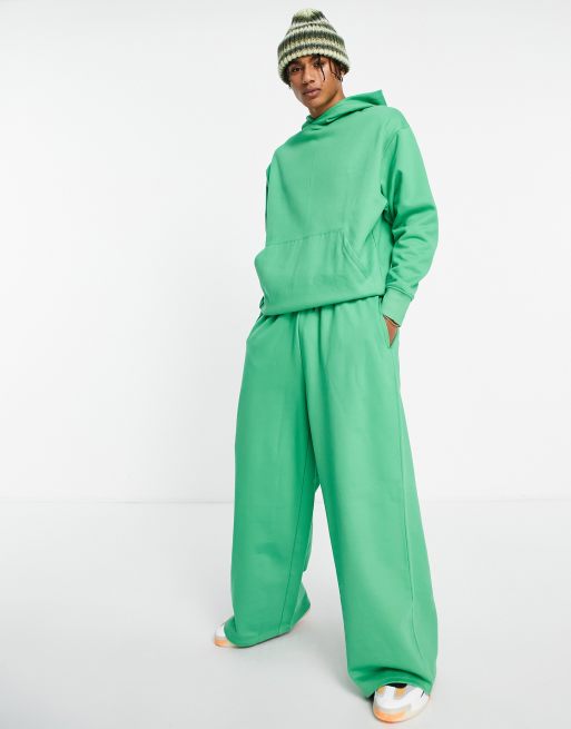 ASOS DESIGN – Schwere Oversize-Jogginghose mit weitem Bein in Smaragdgrün, Kombiteil