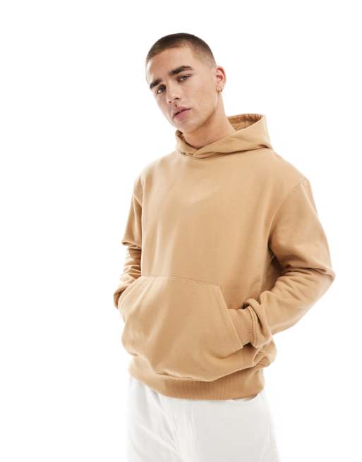 ASOS DESIGN – Schwerer Oversize-Kapuzenpullover in Hellbraun, 400 g/m²