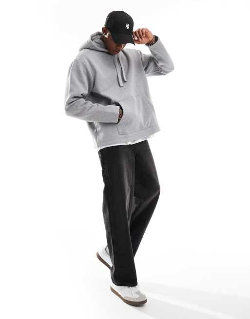 ASOS DESIGN – Schwerer Oversize-Kapuzenpullover in meliertem Grau