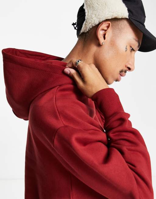 ASOS DESIGN – Schwerer Oversize-Kapuzenpullover in verwaschenem Burgunderrot