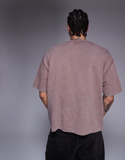 ASOS DESIGN – Schweres Boxy Fit Oversize-T-Shirt in verwaschenem Braun , 4 von 4