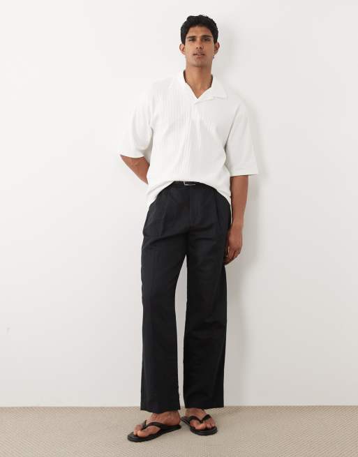 ASOS DESIGN – Schweres, breit geripptes Relaxed-Fit-Polohemd in Weiß mit halblangen Ärmeln, 2 von 5