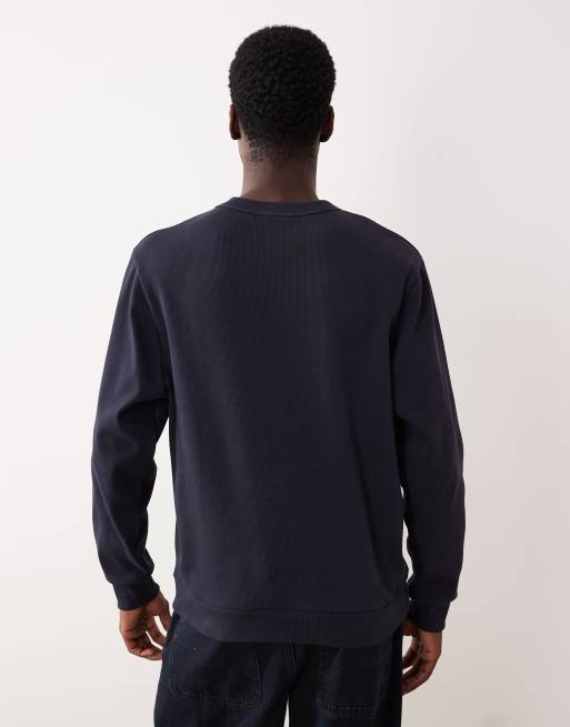 ASOS DESIGN – Schweres, geripptes Sweatshirt in Marineblau, 3 von 5
