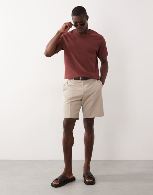 ASOS DESIGN – Schweres, geripptes T-Shirt in Burgunderrot mit eingekerbtem Ausschnitt und regulärer Passform, 3 von 5