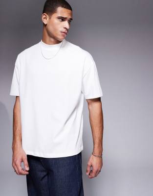 ASOS DESIGN – Schweres, hochgeschlossenes Oversize-T-Shirt in Weiß, 240 g/m²