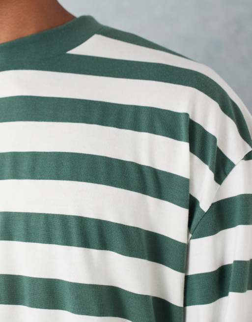 ASOS DESIGN – Schweres, kastiges, langärmliges Oversize-T-Shirt in grün gestreift, 4 von 5