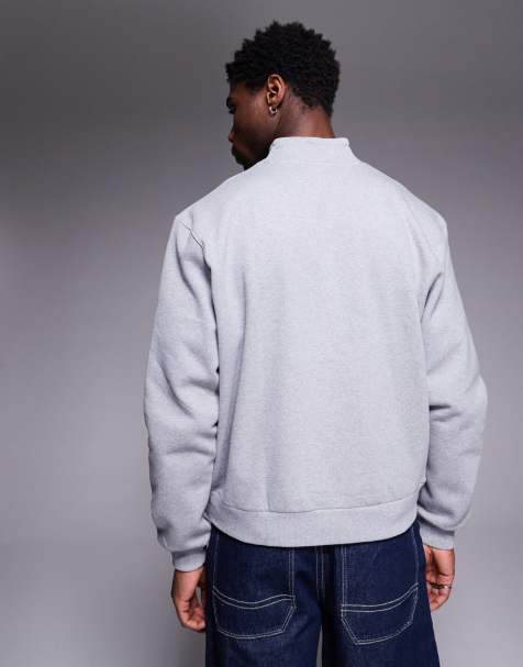 ASOS DESIGN – Schweres, kastiges Oversize- in meliertem Grau mit kurzem Reißverschluss - view 1