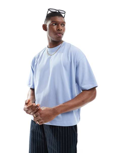 ASOS DESIGN – Schweres, kastiges Oversize-T-Shirt in Blau - view 1
