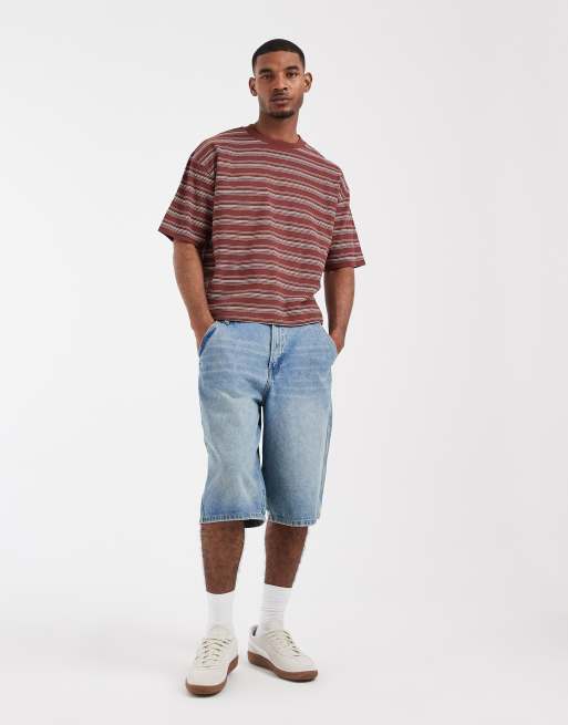 ASOS DESIGN – Schweres, kastiges Oversize-T-Shirt in Burgunderrot gestreift, 3 von 5
