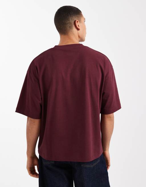 ASOS DESIGN – Schweres, kastiges Oversize-T-Shirt in Burgunderrot, 4 von 5