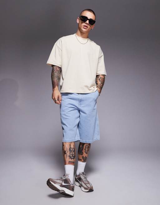 ASOS DESIGN – Schweres, kastiges Oversize-T-Shirt in Creme mit tief angesetzten Schultern  , 2 von 4