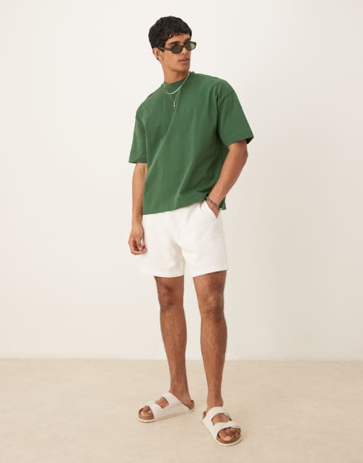 ASOS DESIGN – Schweres, kastiges Oversize-T-Shirt in Grün mit überschnittenen Schultern  , 2 von 4