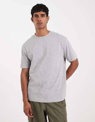Schweres, kastiges Oversize-T-Shirt in meliertem Grau Grau XL
