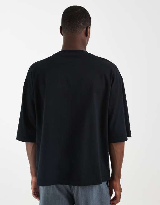 ASOS DESIGN – Schweres, kastiges Oversize-T-Shirt in Schwarz mit halblangen Ärmeln, 4 von 5