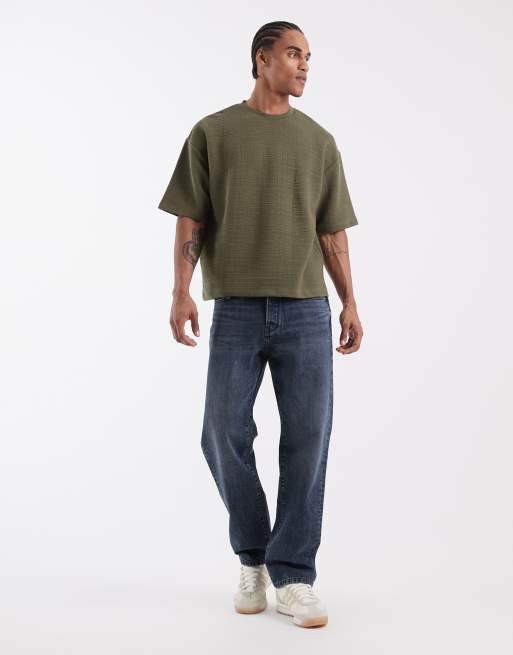 ASOS DESIGN – Schweres, kastiges Oversize-T-Shirt in strukturiertem Khaki, 2 von 5