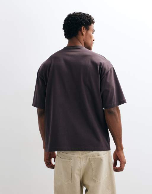 ASOS DESIGN schweres, kastiges Oversize-T-Shirt mit Henley-Ausschnitt in Marineblau, 5 von 5