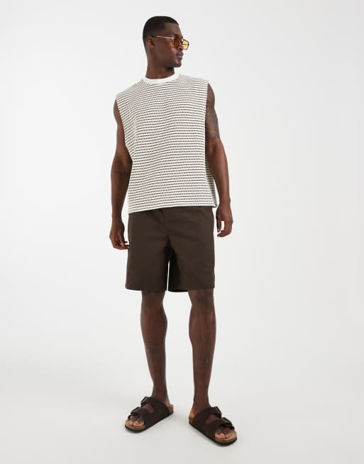 ASOS DESIGN – Schweres, kastiges Oversize-Tanktop in Braun mit Strukturmuster, 3 von 5