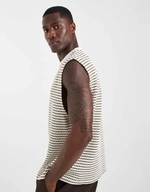 ASOS DESIGN – Schweres, kastiges Oversize-Tanktop in Braun mit Strukturmuster, 5 von 5