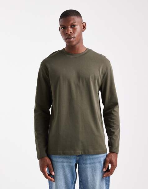 ASOS DESIGN – Schweres, langärmliges Relaxed Fit T-Shirt in Khaki - view 1