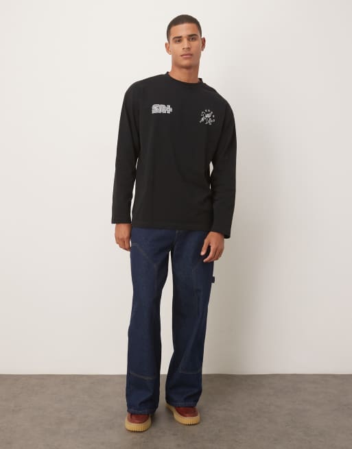 ASOS DESIGN – Schweres, langärmliges T-Shirt in Schwarz mit Straßen-Grafikprint, 2 von 5