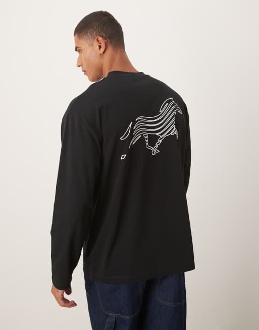 ASOS DESIGN – Schweres, langärmliges T-Shirt in Schwarz mit Straßen-Grafikprint, 3 von 5