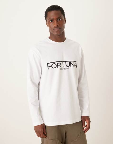 ASOS DESIGN – Schweres, langärmliges T-Shirt in Weiß mit Sportprint, 240g/m² - view 1