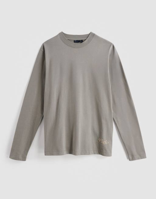 ASOS DESIGN – Schweres, langärmliges T-Shirt mit Print in Khaki, 240 g/m², 6 von 6