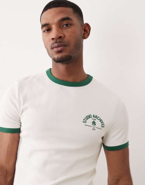 ASOS DESIGN – Schweres Muskelshirt aus strukturiertem Rippstoff mit Grafik auf der Brust - view 1