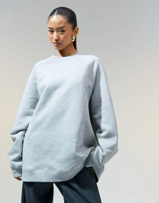 ASOS DESIGN - Schweres Oversize-Sweatshirt in meliertem Grau