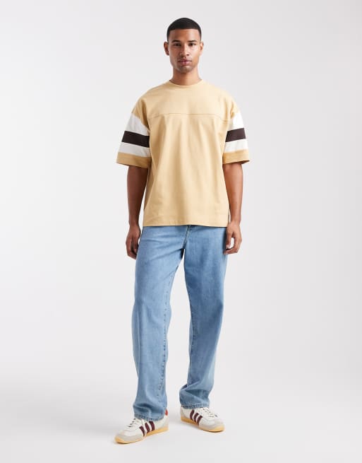ASOS DESIGN – Schweres Oversize-T-Shirt in Gelb mit kontrastierenden Einsätzen, 2 von 5