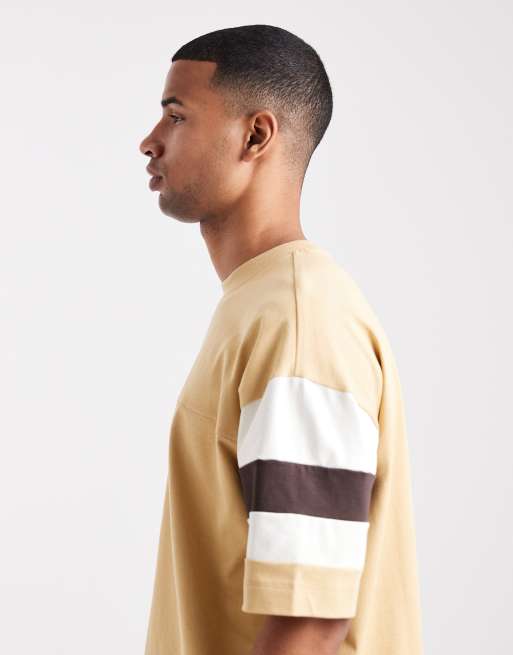 ASOS DESIGN – Schweres Oversize-T-Shirt in Gelb mit kontrastierenden Einsätzen, 4 von 5