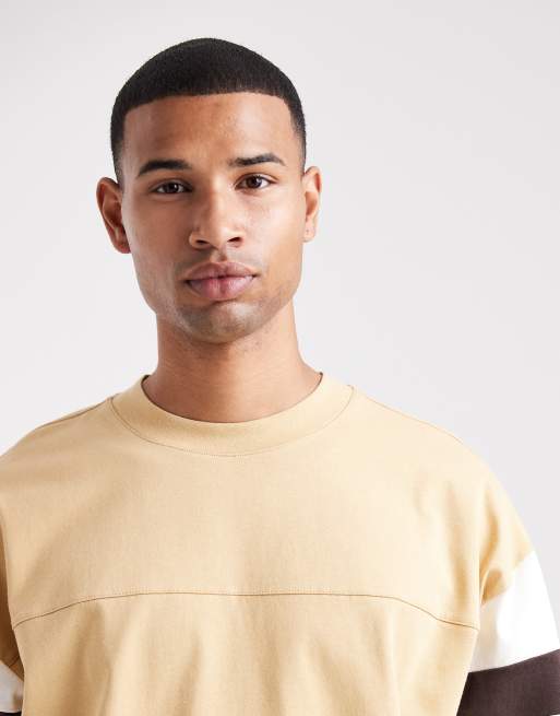 ASOS DESIGN – Schweres Oversize-T-Shirt in Gelb mit kontrastierenden Einsätzen, 5 von 5