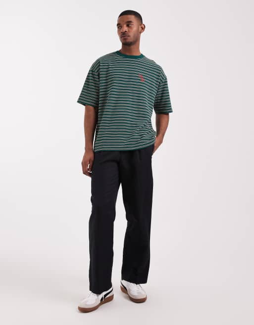 ASOS DESIGN – Schweres Oversize-T-Shirt in Grün mit strukturierten Streifen, 2 von 5