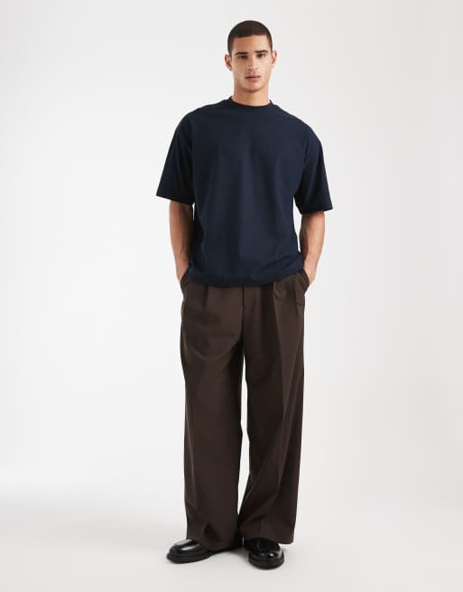 ASOS DESIGN – Schweres Oversize-T-Shirt in Marineblau mit Jacquard-Struktur , 2 von 5