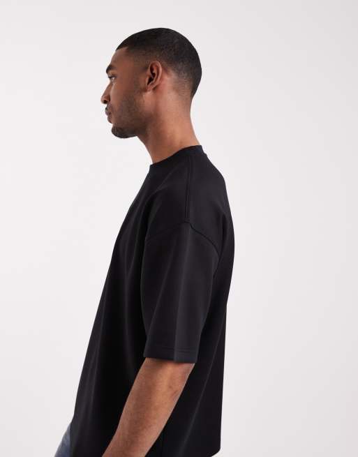 ASOS DESIGN – Schweres Oversize-T-Shirt in Schwarz mit aufgesticktem Text, Kombiteil, 4 von 5
