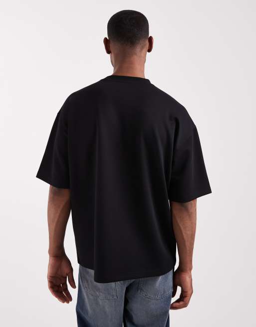 ASOS DESIGN – Schweres Oversize-T-Shirt in Schwarz mit aufgesticktem Text, Kombiteil, 5 von 5