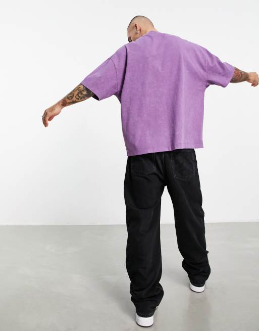 ASOS DESIGN – Schweres Oversize-T-Shirt in verwaschenem Violett mit Textaufdruck, 2 von 4