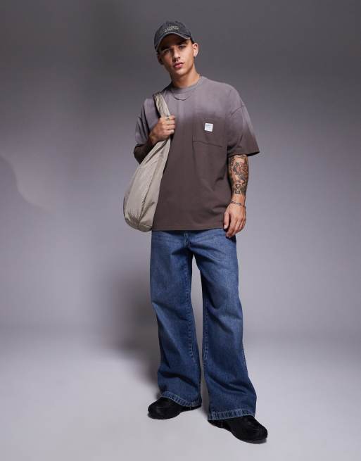 ASOS DESIGN – Schweres Oversize-T-Shirt mit verwaschenem Farbverlauf in Braun  , 2 von 4