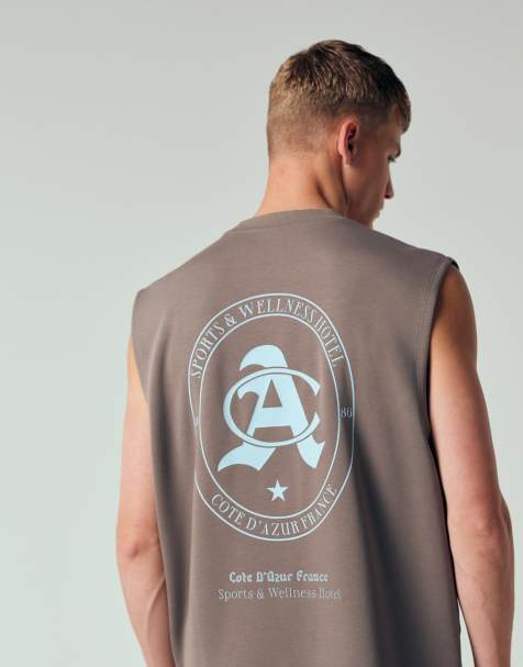 ASOS DESIGN – Schweres Oversize-Tanktop in Dunkelgrau mit Rückenprint, Kombiteil - view 1