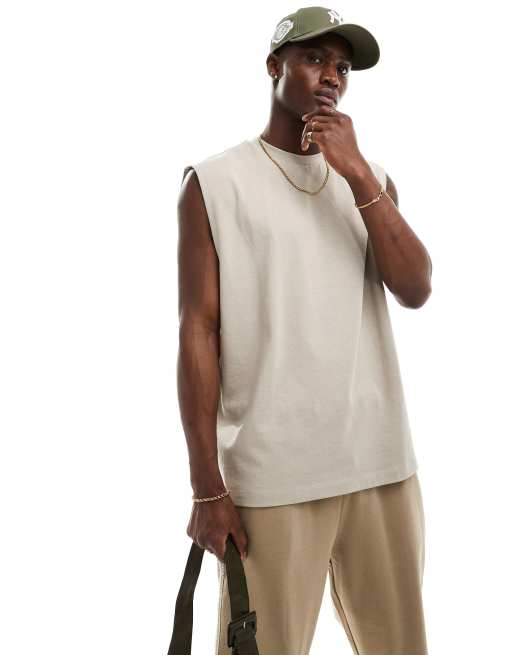 ASOS DESIGN – Schweres Oversize-Tanktop in Stein