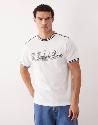 Schweres Regular-Fit-T-Shirt in strukturiertem Weiß mit Brust-Print Weiß XL